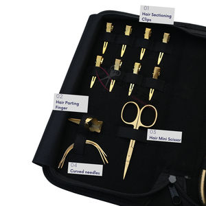 Kit d'outils pour extensions capillaires : Pince à micro-perles, Pince pour extensions adhésives, Aiguilles courbées, Ciseaux à fils, Pinces de séparation des mèches - Product Image 3