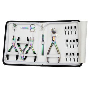 Kit de herramientas profesionales para extensiones de cabello: Alicates removedores de microperlas, Alicates para crimpado de perlas, Alicates para extensiones de cinta, Cortador de queratina, Tijeras y Pinzas - Product Image 1