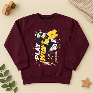 Sweat-shirt à col rond pour enfants garçons, imprimé football rouge, pull décontracté à manches longues - Product Image 3