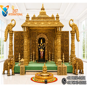 Tamilan Wedding Stage Set with <b>Elephant</b> Pillars Temple Design Elegant Traditional Nischitartham Ceremony Fiber Telugu Weddings - Product Image 1