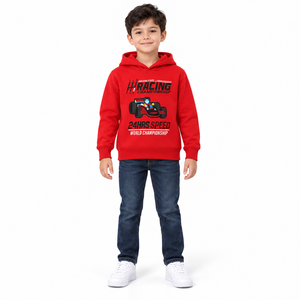 Sudadera con Capucha Personalizada para Niños, Diseño de Auto de Carreras, Tejida en Felpa, Informal, para Invierno - Product Image 4