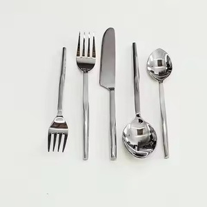 Juego de Cubiertos de Alta Gama con Diseño de Mosaico Colorido, Mango con Patrón de Mosaico, Acero Inoxidable, 5 Piezas, Cubertería Plana para Restaurante Occidental - Product Image 4