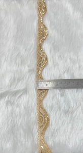 Bordure de ruban ethnique exquise pour mariée, en organza, dentelle, perles, broderie de sequins, 1,5 pouce, pour couture et décoration de vêtements - Product Image 3