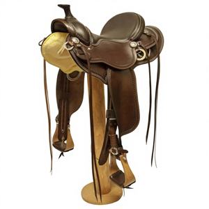 Silla de Montar Inglesa Ecológica de Cuero Genuino con Acabado Natural, Asiento Grabado a Color y Árbol de Madera, Hecha a Medida para Caballos - Product Image 5