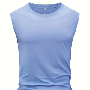 Camiseta sin mangas de algodón estampada de alta calidad para hombre, transpirable, informal, esencial para el verano, ropa de gimnasio, con logo personalizado. - Product Image 1