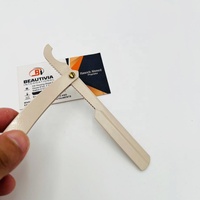 Rasoir à raser professionnel Baber lame remplaçable avec logo personnalisé avec emballage en acier inoxydable enduit de poudre beige