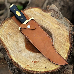 Couteau de chasse artisanal en acier inoxydable, lame fixe, couteau de survie pour le camping, la randonnée, la pêche, le bushcraft, avec étui - Product Image 5