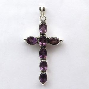 Exclusive <b>Cross</b> Shape !! Amethyst Gemstone 925 Sterling Silver Pendants 925 Fresh Silver Jewelry Oxidized Silver Jewelry - Product Image 4