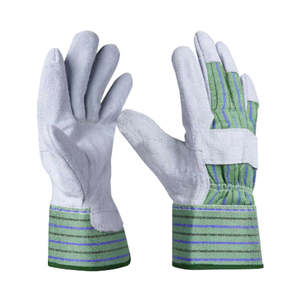 Guantes de Trabajo Industriales de Cuero Vacuno de Primera Calidad, Resistentes, con Protección de Goma y Diseño de Franjas - Product Image 6