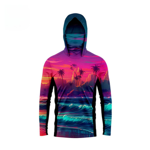 Custom High Quality Men's Camouflage Long Sleeve Hooded Fishing Shirt UPF 50 Anti-Uv Quick Dry Pullover - Product Image 3