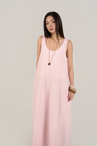Vestido Midi de Algodón para Mujer, Rayas Teñidas con Hilo, Corte Holgado, Transpirable, Manga Regular, Estilo Casual Veraniego - Product Image 4