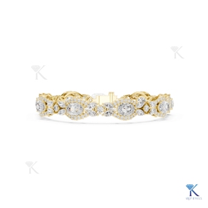 Lab Grown Diamond Oval Halo Marquise Cluster <b>Bangle</b> 14K 18K <b>Solid</b> <b>Gold</b> Fine Women Luxury Bridal Jewelry Manufacturer Wholesale - Product Image 1