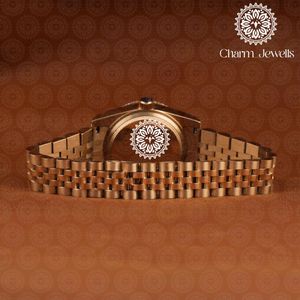 Montre de luxe pour homme en acier inoxydable, avec lunette sertie de diamants, cadran rose, mouvement mécanique analogique, fermoir caché à bouton-poussoir, cadran de 40 mm - Product Image 2
