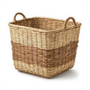 Decorative Hand Braided Seagrass Storage <b>Basket</b> Handles Durable Vintage Design for Living Room <b>Bathroom</b> Kitchen Organization - Product Image 5