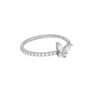 Bague de Mariage Personnalisable en Or Massif 14K 18K avec Diamants de Laboratoire Marquise et Ronds Entiers, Motif Papillon, et Moissanite - Product Image 3