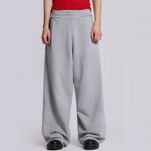 Men's Gray <b>Elastic</b> Waist Sweatpants <b>With</b> Side Pockets Casual Loose Fit Midweight Cotton Knitted Pants Spring Style - Product Image 3