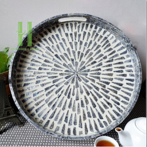 Mother of Pearl Serving Tray for Elegant Dining Table Decoration Luxury Bohemian Eco-Friendly Charger <b>Plates</b> for Weddings - Product Image 3