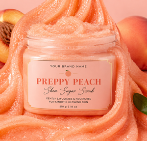 Organic Preppy Peach Shea Sugar <b>Scrub</b> OEM Private Label Deep Cleansing Exfoliating <b>Body</b> <b>Scrub</b> for Skin Brightening Moisturizing - Product Image 1