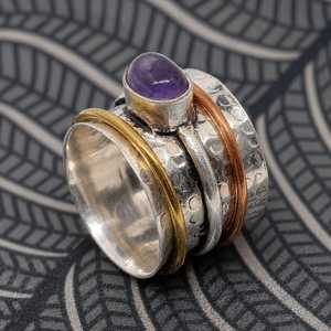 925 Sterling <b>Silver</b> Floral <b>Ring</b>, Handmade Flower Band <b>Ring</b>, Nature Inspired <b>Silver</b> Jewelry, Boho Floral <b>Statement</b> <b>Ring</b>, Gift for - Product Image 2