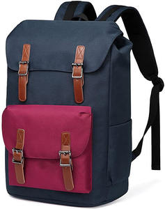 Mochila escolar de lona estilo retro con cordón y cierre magnético, correas de hombro acolchadas en forma de S, mochila para estudiantes - Product Image 1