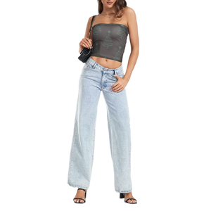 Trendy Design Minimalist Christmas Tree Tube <b>Top</b> Crop Strapless Holiday Print Dark Dray <b>Tops</b> for Women OEM 2026 - Product Image 1