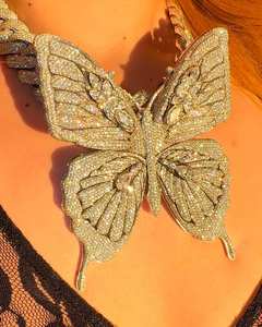 Pendentif papillon de luxe en argent sterling 925 avec micro-pavé de moissanite, charme hip-hop unisexe, bijou cadeau - Product Image 2