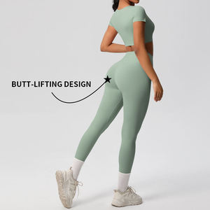 Ropa Deportiva de Yoga, Sujetador Deportivo, Leggings de Cintura Alta para Mujer, Logotipo Personalizado, Secado Rápido, Gimnasio, Entrenamiento, Spandex, Poliéster - Product Image 1