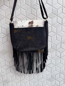 Sac à bandoulière en cuir de style occidental pour femmes, frange en fourrure de vachette de couleur turquoise, sac à main bohème multi-usage, lettre - Product Image 3