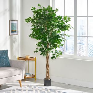 Albero di Ficus Artificiale da 70,9 Pollici per Arredamento Interno - Product Image 3
