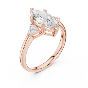 Anillo de Compromiso Vinson Project Premium con Moissanita Certificada GRA, Piedra Central Marquise, Piedras Laterales Trillion, Estilo Art Deco, Oro 14K - Product Image 4