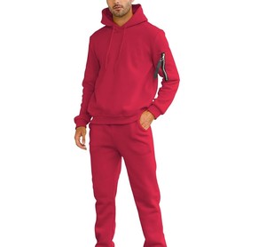 Conjunto Deportivo de Invierno para Hombre, Ecológico, Estampado, Transpirable, de Poliéster/Algodón, Ligero, con Capucha y Cintura Elástica - Product Image 1