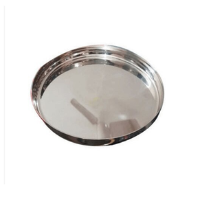 Plato de Servir Redondo de Acero Inoxidable Pulido, Plateado, para Mesa de Comedor, a Bajo Precio - Product Image 1