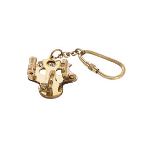 Porte-clés rond vintage en laiton fait main Shubham, doré, pour sac, sac à dos Sextant - Design unique antique, souvenir, lot de 1 - Product Image 3