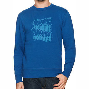 Men's Royal Blue Long Sleeve Crew Neck Pullover Sweatshirt 100% Polyester Fleece Winter Breathable Plus Size Regular Fit Solid - Product Image 1