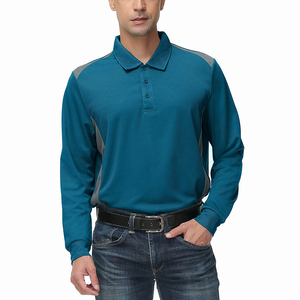 Chemises pour hommes brodées avec logo personnalisé, en polyester/coton uni, manches longues, boutonnées, chemise de golf décontractée, anti-rides, service OEM - Product Image 2