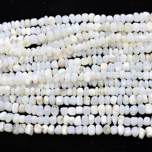 AAA Natural White <b>Opal</b> Raw Nugget Shape Beads 6-7 MM White <b>Opal</b> Tumble Nugget Beads 16 Inch Strand Natural White <b>Opal</b> Smooth - Product Image 1