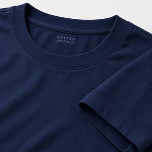 Men's <b>Navy</b> <b>Blue</b> Short Sleeve O-Neck T-<b>Shirt</b> Regular Fit Solid Color Cotton Jersey Casual Wear - Product Image 6