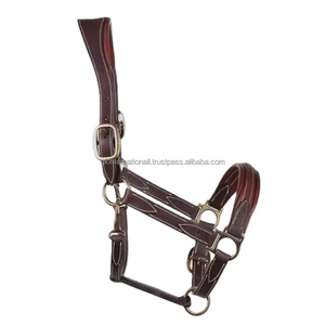 New Arrival Fancy White Stitching Heavy Duty Black and Havana Brown Leather Horse <b>Halter</b> in Full Cob - Product Image 4