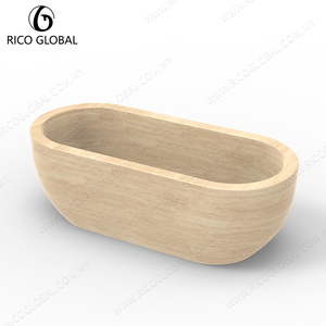 Bañera de Baño de Travertino Hecha a Mano, Bañeras Independientes Únicas con Diseños Intrincados - Product Image 2