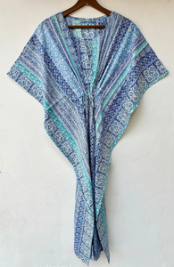 Vestido Kaftán Informal sin Mangas de Algodón con Estampado Digital para Mujer, Ligero, Veraniego, Estilo Bohemio, Floral, para Vacaciones - Product Image 2