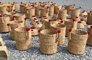 Cesta de Jacinto de Agua para Halloween con Asas, Cesta Tejida con Forma de Calabaza, Cesta de Almacenamiento Rústica Estilo Boho y Decoración Otoñal para el Hogar - Product Image 6