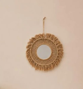 Espejo de Pared Estilo Boho - Decoración Redonda de Ratán - Espejo Decorativo Colgante - Regalo para Dormitorio o Sala de Estar - Product Image 2