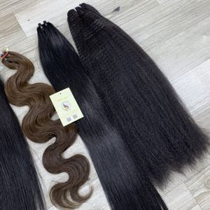 Extensiones de Cabello Humano Vietnamita al por Mayor, Color Negro, Tejido a Máquina, Ondulado, Liso Rizado, Doble Trama, Genius Weft - Product Image 6