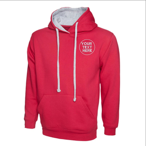 Sweat-shirt à capuche rouge pour homme, coupe classique, en coton French Terry, couleur unie, avec poche, pour l'automne - Product Image 4