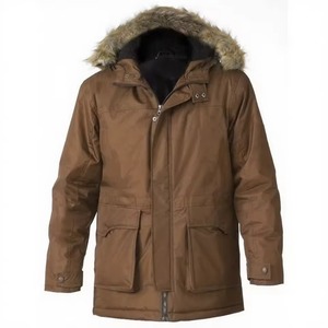 Parka d'hiver décontractée pour homme, grande taille, en polyester matelassé délavé avec garniture en fausse fourrure de mouton, coupe-vent, à col montant et capuche, fermeture éclair amovible - Product Image 6