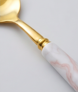 Stainless Steel Flatware <b>Set</b> With <b>Marble</b> Handle And Elegant Design Perfect For Restaurant Weddings And Special Events - Product Image 2
