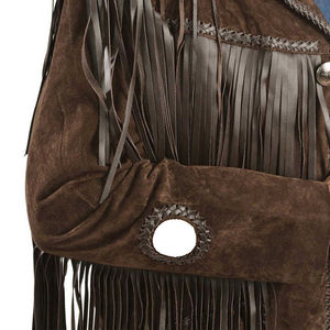 Premium 2026 Quality Men Sheep Skin Suede Cowboy Style <b>Winter</b> <b>Jacket</b> Reversible Eco-Friendly Breathable Tassel - Product Image 6