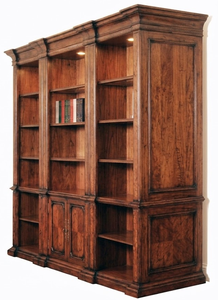 Luxury Grand <b>Solid</b> <b>Wood</b> <b>Bookcase</b> Triple Section Library Cabinet Contemporary Storage Wall Unit Home Office Living Room School - Product Image 3
