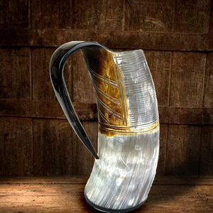 Taza artesanal de cuerno de búfalo natural, de origen ético, para beber cerveza, ideal para decoración de clubes, bares y restaurantes. - Product Image 3
