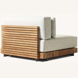 Fauteuil confortable en teck au design moderne, idéal pour l'intérieur ou l'extérieur, équipé d'un rembourrage en mousse souple. - Product Image 4